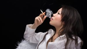 asian woman smoking